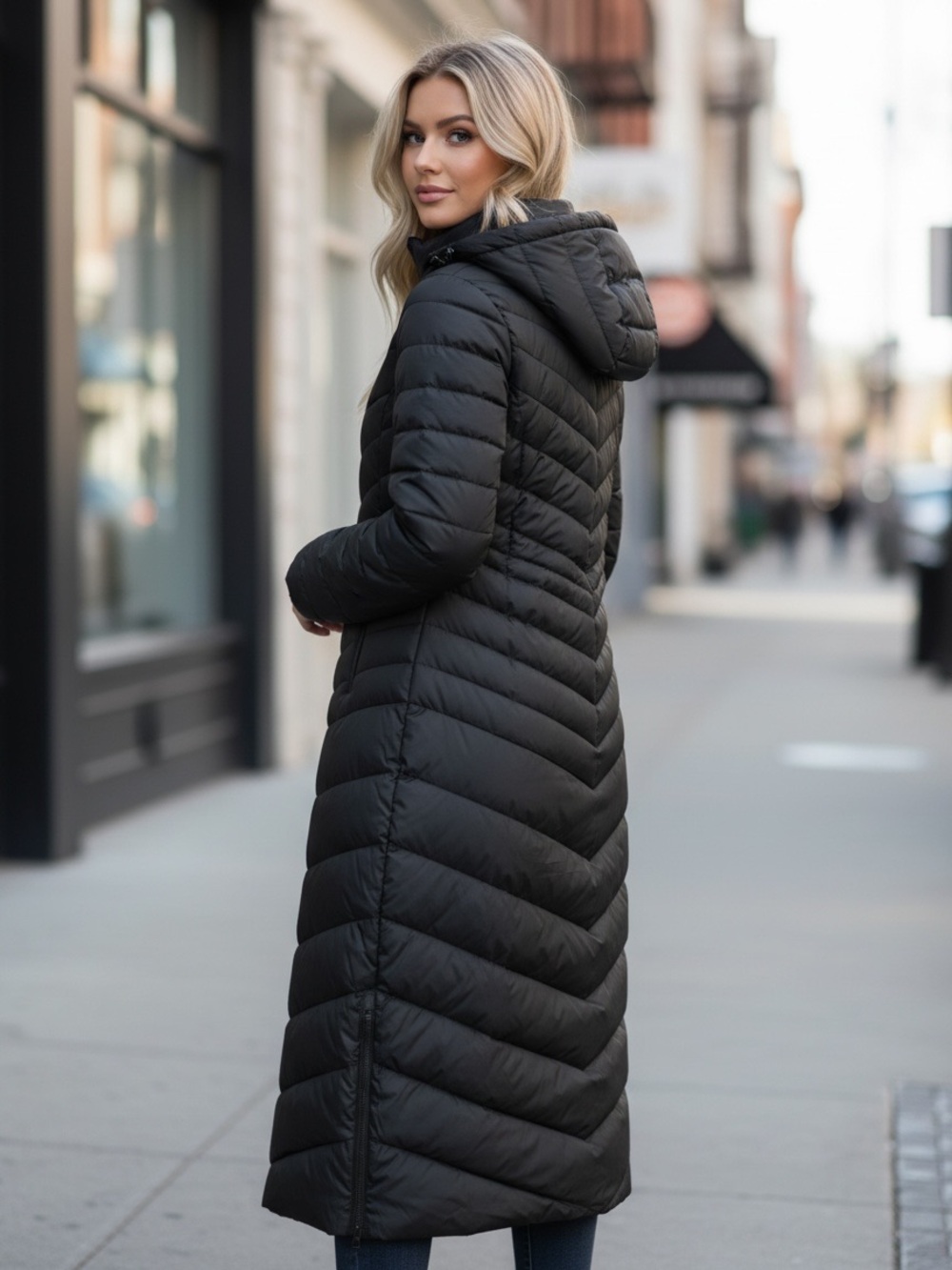 Lands end Wanderweight Down Ultralight  Hooded Maxi Coat - Picture 2 of 7